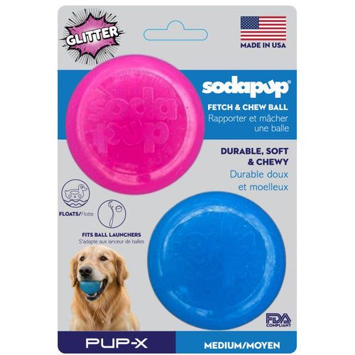 Pink & Blue Glitter Ball 2-Pack Dog Toy | Soft PUP-X Rubber Floating Fetch Ball with Treat Dispenser | USA Made (Copy)