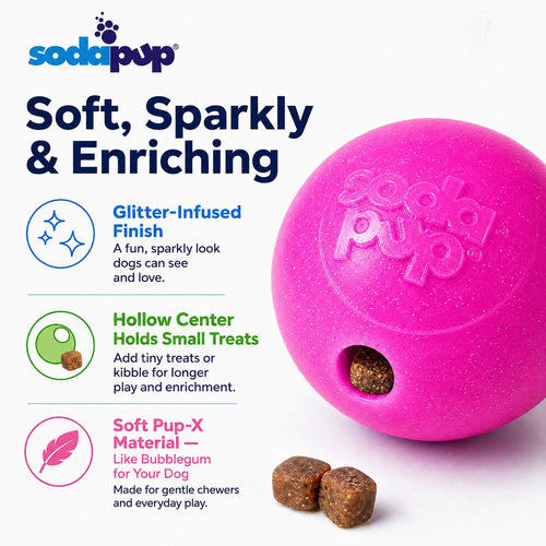 Pink & Blue Glitter Ball 2-Pack Dog Toy | Soft PUP-X Rubber Floating Fetch Ball with Treat Dispenser | USA Made (Copy)