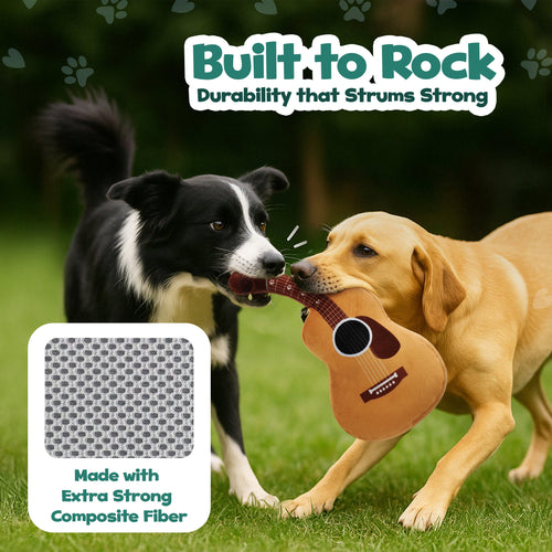 PUPROAR Guitar Dog Toy | Cute Squeaky Plush Dog Toy with Crinkle