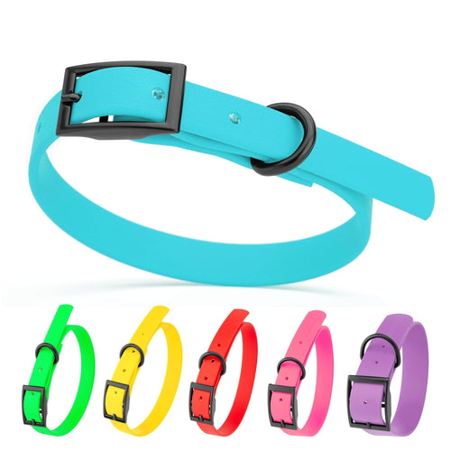 BioThane Waterproof Dog Collar - XS: L 12-15 x W 5/8 - Black OR Brass Hardware