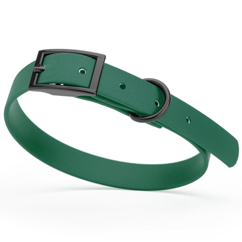 BioThane Waterproof Dog Collar - XS: L 12-15 x W 5/8 - Black OR Brass Hardware