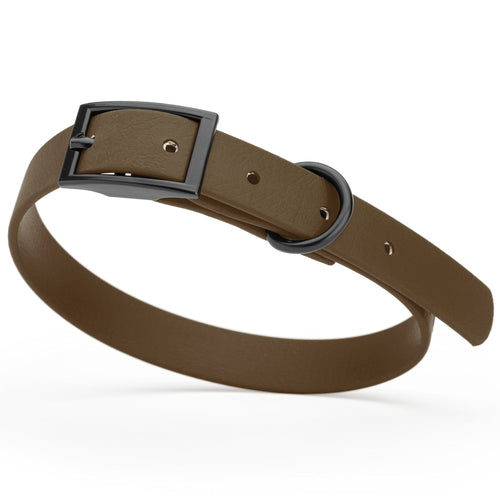 BioThane Waterproof Dog Collar - XS: L 9-12 x W 1/2 - Black OR Brass Hardware