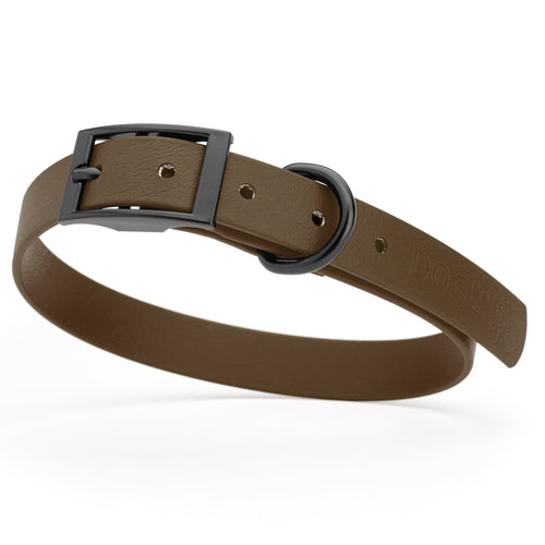 BioThane Waterproof Dog Collar - XS: L 12-15 x W 5/8 - Black OR Brass Hardware