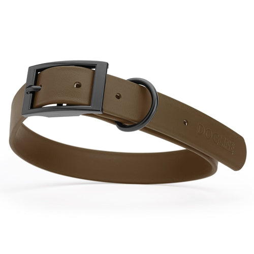 BioThane Waterproof Dog Collar - XS: L 12-15 x W 5/8 - Black OR Brass Hardware