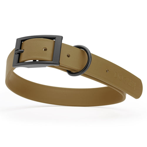 BioThane Waterproof Dog Collar - XS: L 12-15 x W 5/8 - Black OR Brass Hardware