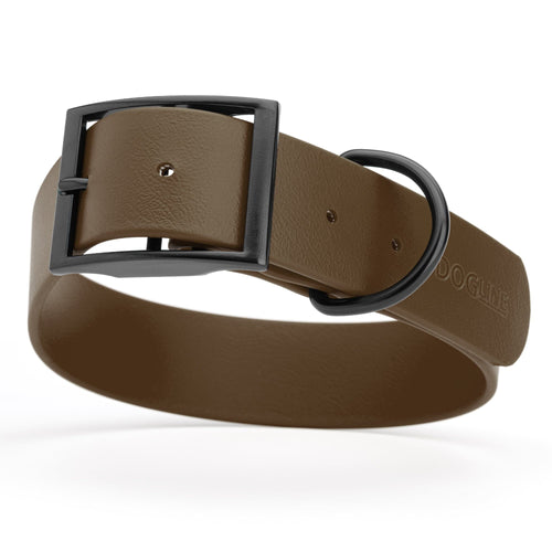 BioThane Waterproof Dog Collar - XS: L 12-15 x W 5/8 - Black OR Brass Hardware