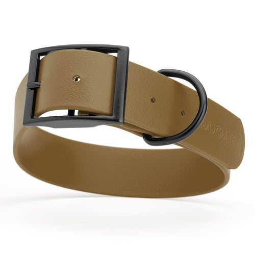 BioThane Waterproof Dog Collar - XS: L 12-15 x W 5/8 - Black OR Brass Hardware
