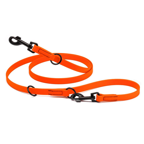 Biothane Adjustable Multi-Purpose Dog Leash with Black Hardware, 7FT