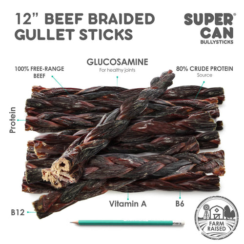 12 Beef Braided Gullet Sticks (4-Pack)