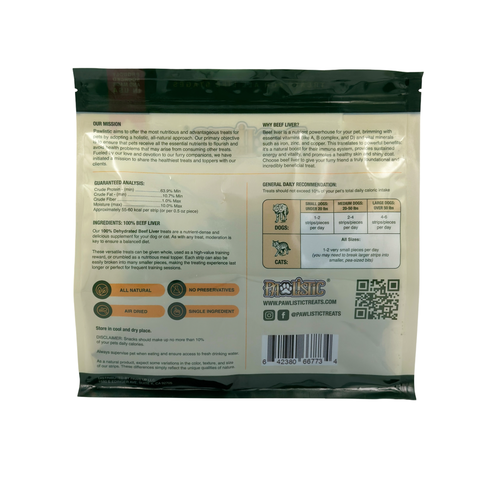 Pawlistic Beef Liver Treats for Dogs & Cats - 1lb - Single Ingredient, All-Natural, High Protein, Made in USA, High in Vitamins, Great for Training