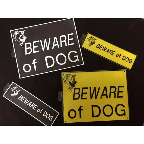 Beware Of Dog Signs Plastic Durable & Visible Black or Yellow 9 x 11 or 3 x 10