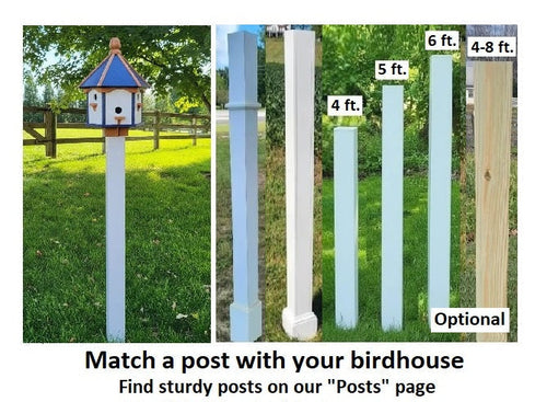 Amish Poly Gazebo Birdhouse with 3 Nesting Holes – Durable Outdoor Bird House (Post Not Included)
