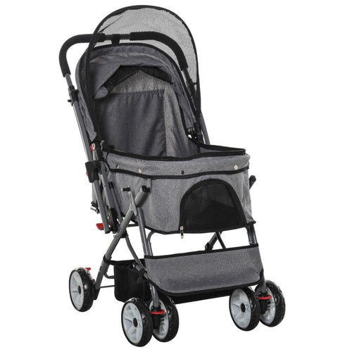 Pet Foldable Travel Carriage Stroller with Reversible Handle