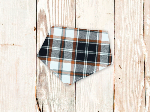 Black/Rust Plaid FLANNEL Dog Bandana