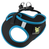 EcoBark Step In Dog Harness - XXXS to Small Breeds- Reflective Soft Mesh Harness for Teacup, Small Dogs and Puppies / Black w/ Teal Piping
