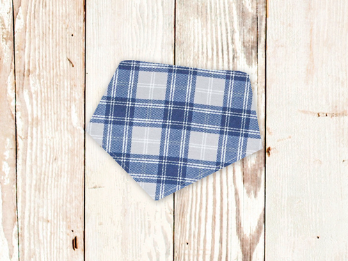 Blue/Grey Tartan Plaid FLANNEL Dog Bandana