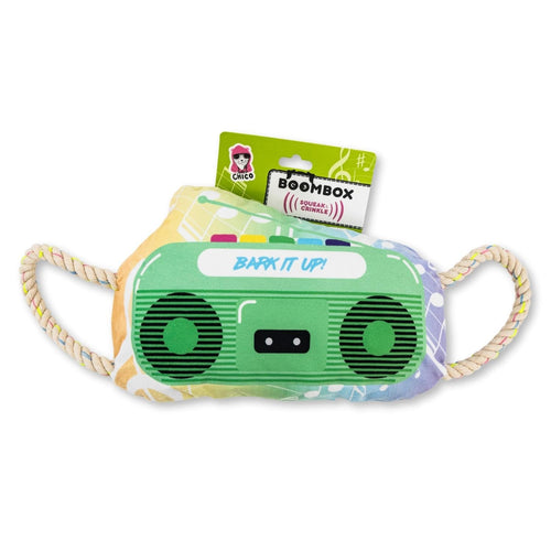 Retro Boombox Plush Dog Toy – with Squeaker & Crinkle Paper for Fun Play