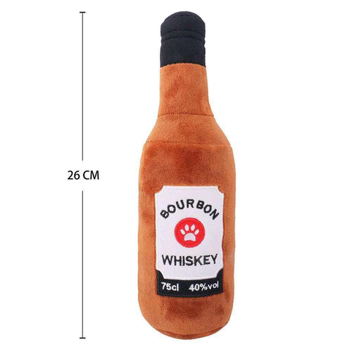 Squeaky Bourbon Whiskey Plush Dog Toy - Glow Pups