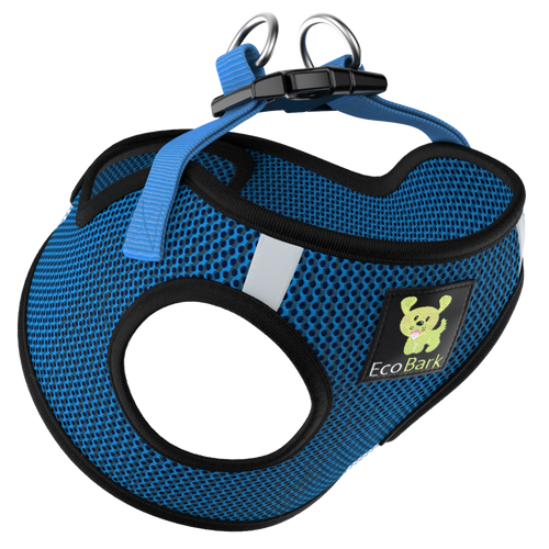 EcoBark Step In Dog Harness - XXXS to Small Breeds- Reflective Soft Mesh Harness for Teacup, Small Dogs and Puppies / Bright Blue Sport