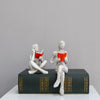 Home Furnishings Leisure Reading Girl Resin Sitting Carving Statues