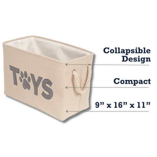 Country Living Foldable Fabric Dog Toy Storage Bin - Convenient Organizer for Pet Accessories