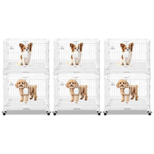 24-30 White Metal Wire Dog Crate DLS2402/DLS3002