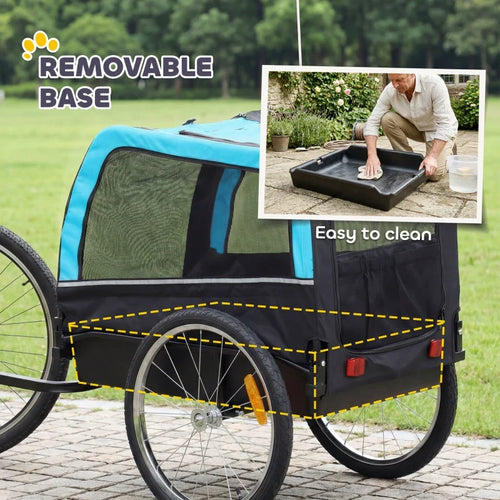 Dog Bike Trailer, Pet Cart Bicycle Carrier with 20 Air Tires, Quick-Release Wheels, Reflectors, Flag