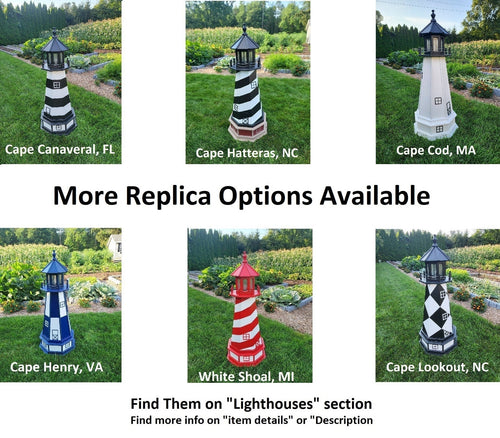 Amish Made Cape Hatteras Solar Lighthouse – Decorative Outdoor Lawn Ornament