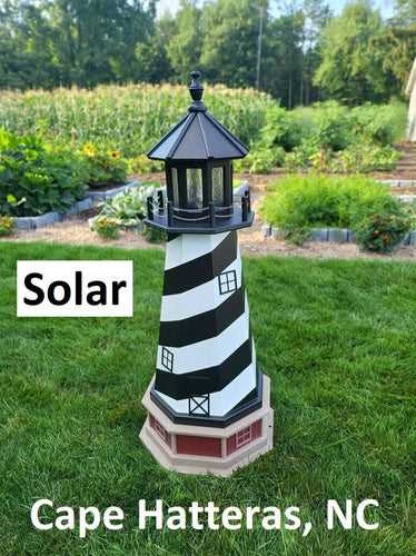 Amish Made Cape Hatteras Solar Lighthouse – Decorative Outdoor Lawn Ornament