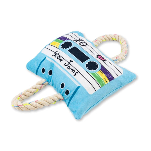 Retro Cassette Tape Plush Dog Toy – with Squeaker & Crinkle Paper for Fun Play