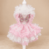 Pink Lace Tulle Pet Dress with Butterfly Bow