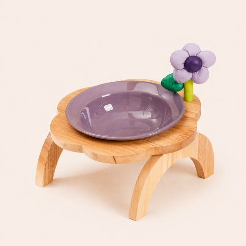 Elevated Dog Bowl with Stand Wooden Raised Pet Feeder Anti-Spill Cat Dog Bowl for Small Dogs Neck Protection Feeding Stand