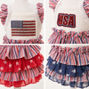 Patriotic Dog Dress USA Flag Ruffle Dress – Red White Blue Puppy Outfit for 4th of July
