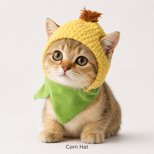 Cute Fruit & Vegetable Pet Hat Collection Banana Corn Peach Apple Cat Costume Hat for Cats & Small Dogs