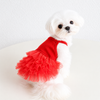 Red Pet Tutu Dress for Dogs – Ribbed Knit Puppy Ballet Dress with Layered Tulle Skirt for Small Dogs