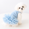 Blue & Green Pet Tutu Dress for Dogs – Ribbed Knit Ballet Puppy Dress with Fluffy Tulle Skirt for Small Dogs