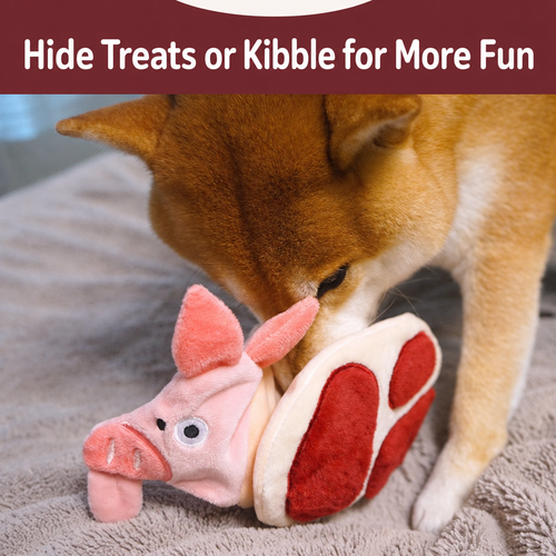 Squeaky Crinkle Meat Snuffle Dog Toy