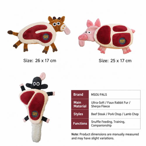 Squeaky Crinkle Meat Snuffle Dog Toy