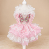 Pink Lace Tulle Pet Dress with Butterfly Bow