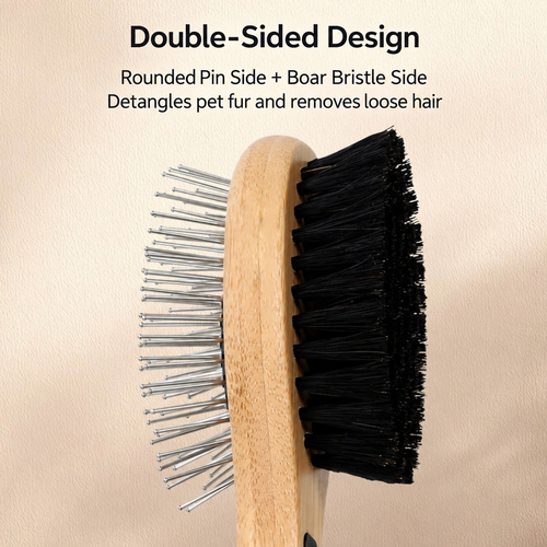 Double-Sided Pin & Bristle Pet Grooming Brush