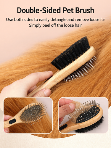 Double-Sided Pin & Bristle Pet Grooming Brush