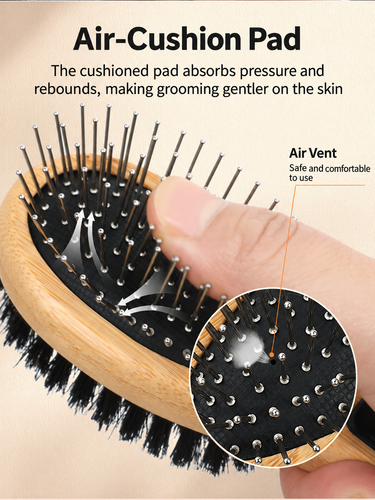 Double-Sided Pin & Bristle Pet Grooming Brush