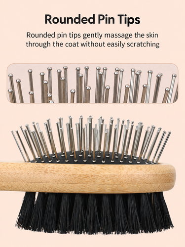Double-Sided Pin & Bristle Pet Grooming Brush