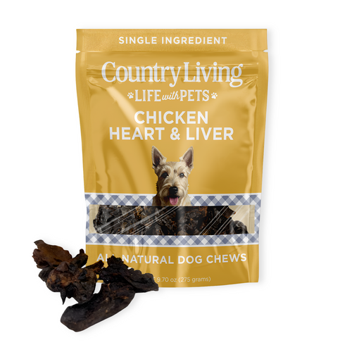 Country Living Dehydrated Chicken Hearts & Livers Dog Treats – 9oz Bag – 100% Natural, High-Protein, Single-Ingredient – Grain-Free, Healthy Training & Reward Treats – No Preservatives or Additives