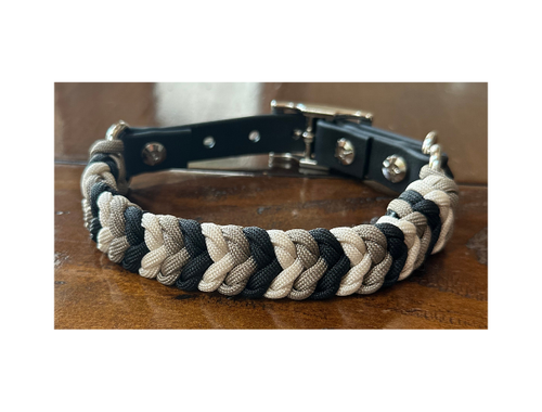 Coiled Charm Hand Braided Dog Collar in Black, Tan, & Cream