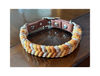 Coiled Charm Hand Braided Dog Collar in Mustard, Goldenrod, & Light Tan