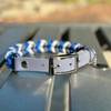 Coiled Charm Hand Braided Dog Collar in Royal Blue, Graphite, & White