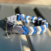Coiled Charm Hand Braided Dog Collar in Royal Blue, Graphite, & White