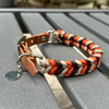Coiled Charm Hand Braided Dog Collar in Burnt Orange, Walnut Brown, & Light Tan