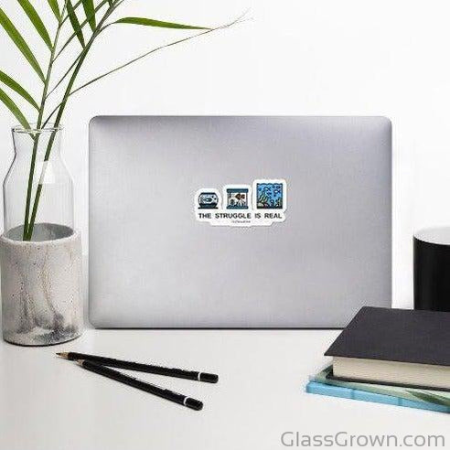 Colorful Fish Tank Struggles Decal Sticker